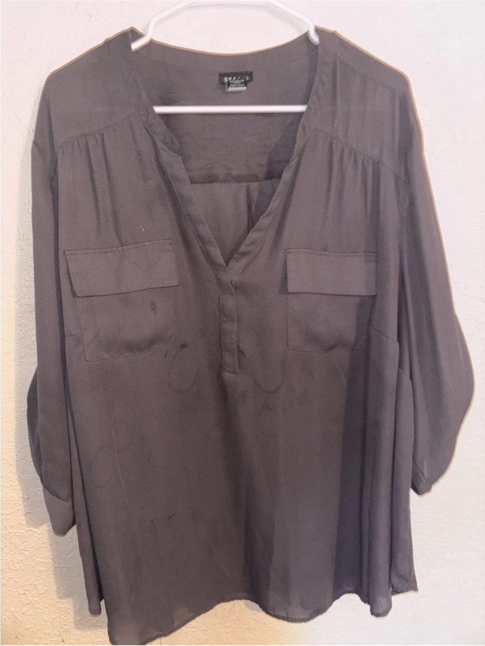 torrid Gray V-Neck Tunic with Front Flap Pockets